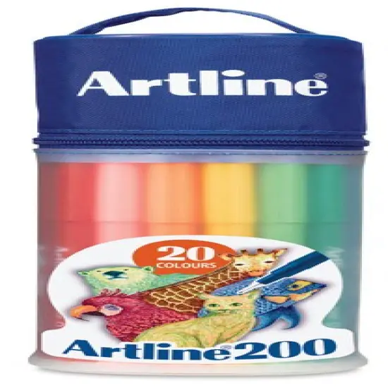 Artline 200 Writing Pen, Wallet set of 20 - 0.4 mm Tip, Assorted Colors, Wallet, Set of 20 {2}