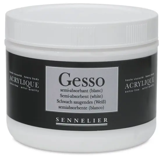 Sennelier Acrylic Gesso - 500 ml, White, Semi-Absorbent Gesso for Watercolor {1}