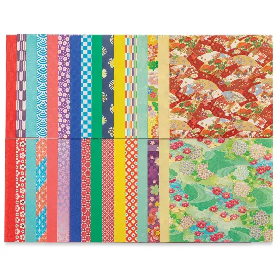 Aitoh Washi Chiyogami Paper - Geo Kimono, 5-7/8" x 5-7/8", 64 Sheets {1}