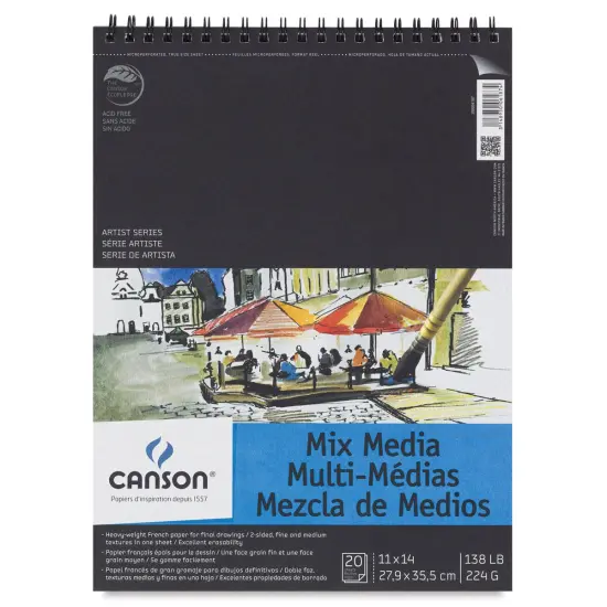 Canson Artist Series Mix Media Pad - , 11" x 14", Portrait, Wirebound, 20 Sheets {2}