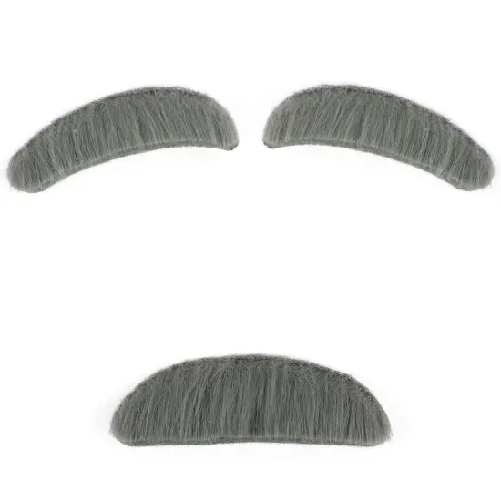 Eyebrow and Mustache Set - Old Man Bushy Stick On Fake Grey Eyebrows and Moustache Kit for Men, Women and Children {3}