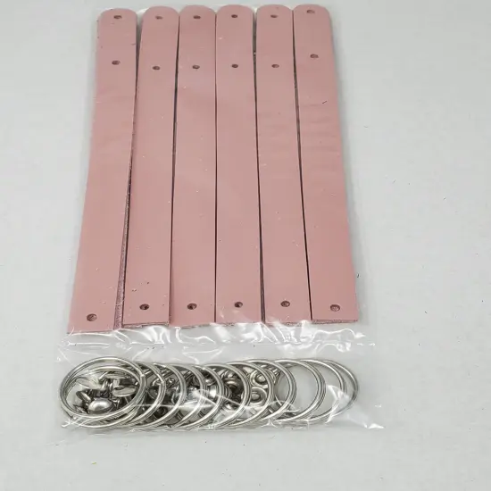 Blank Leather Keyrings 12 Pack &ndash; Pre-Cut Blanks with Hardware for Hot, Foil Stamping & Engraving Blush pink {2}