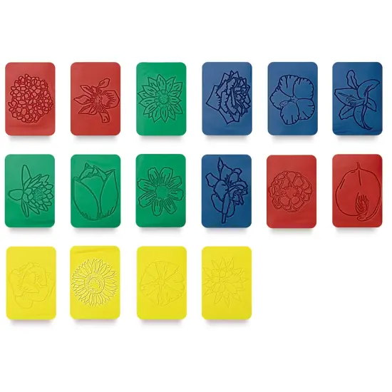 Roylco Rubbing Plates - Flowers, 4-1/2" x 6-1/2", Set of 16 {2}