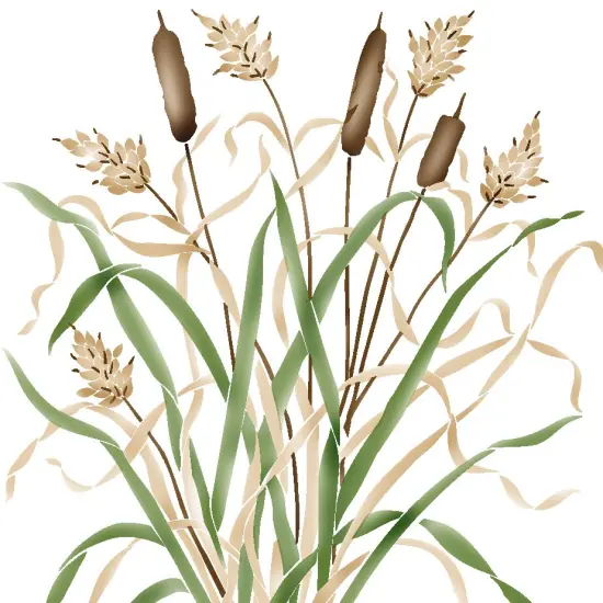 New Cattails Wall Stencil | 2607 by Designer Stencils | Reusable Art Craft Stencils for Painting on Walls, Canvas, Wood | {2}