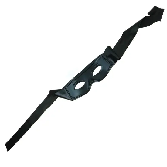 Black Burglar Masquerade Mask - Faux Leather Costume Bank Robber Thief Mask with Tie Strings {3}