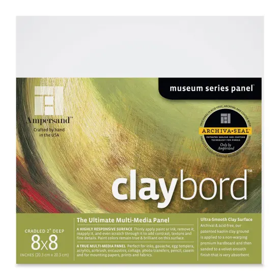 Ampersand Claybord - 8" x 8", 2" Deep Cradled {1}