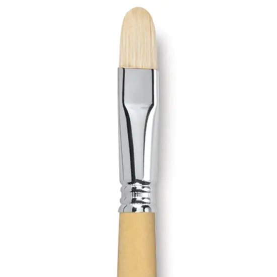 Escoda Clasico Chungking White Bristle Brush - Short Filbert, Long Handle, Size 16 {1}