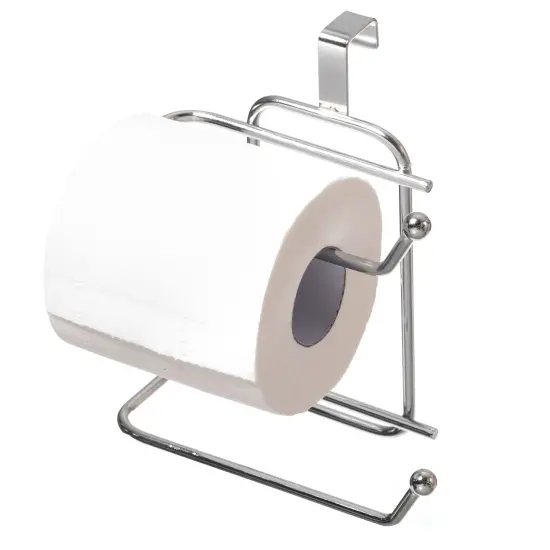 Chrome Toilet Tissue Paper Roll Holder Dispenser, Over The Tank Two Slot Tissue Organizer {1}
