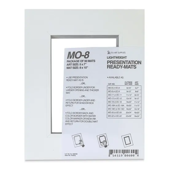 Stu-Art Economy Ready-Mats - 8" x 10" (5" x 7" Opening), Pkg of 50 {1}