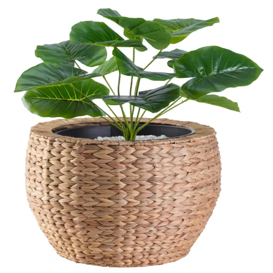 Water Hyacinth Round Floor Planter with Metal Pot {7}