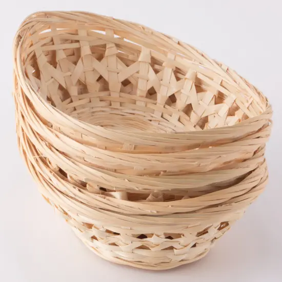 Set of 5 Natural Bamboo Oval Storage Bread Basket Storage Display Trays {4}