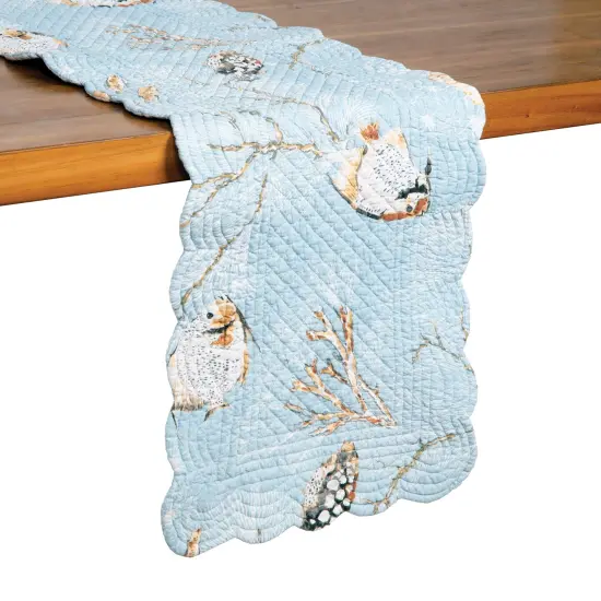 Meraki Island Quilted Reversible Blue Coastal Dining Table Runner {3}