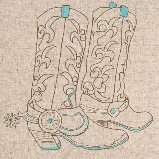 Cowboy Boots Embroidered Throw Pillow, 18" x 18" {4}