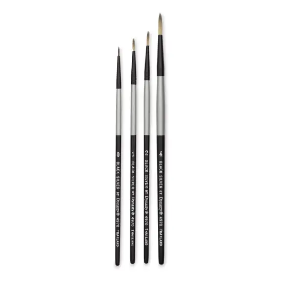 Dynasty Black Silver Synthetic Brushes - Set 1, Pkg of 4 {1}