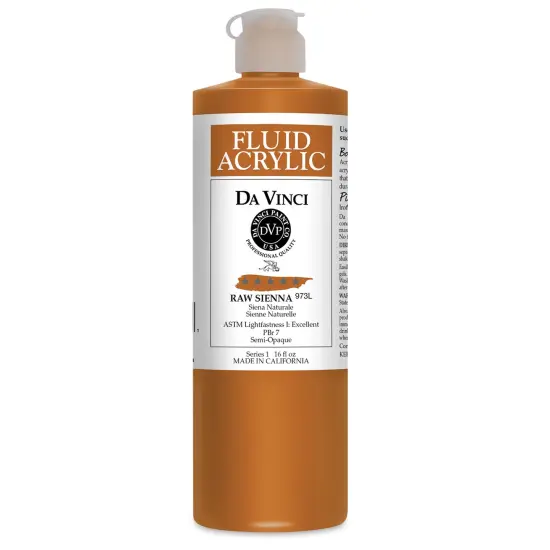Da Vinci Fluid Acrylics - Raw Sienna, 16 oz bottle {1}
