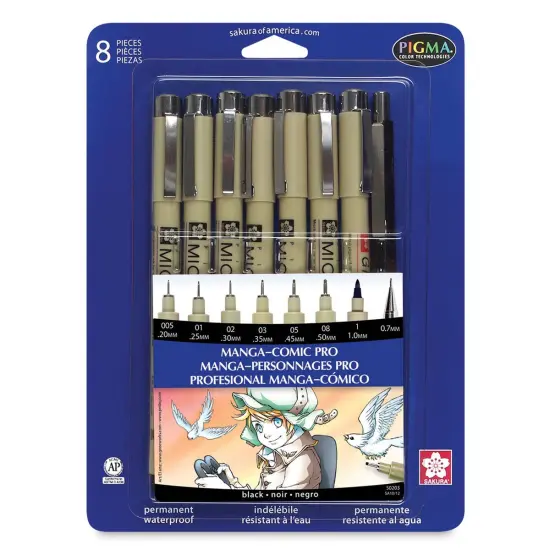 Sakura Manga Comic Pro Set - Sketching & Ink Set, Set of 8 {1}