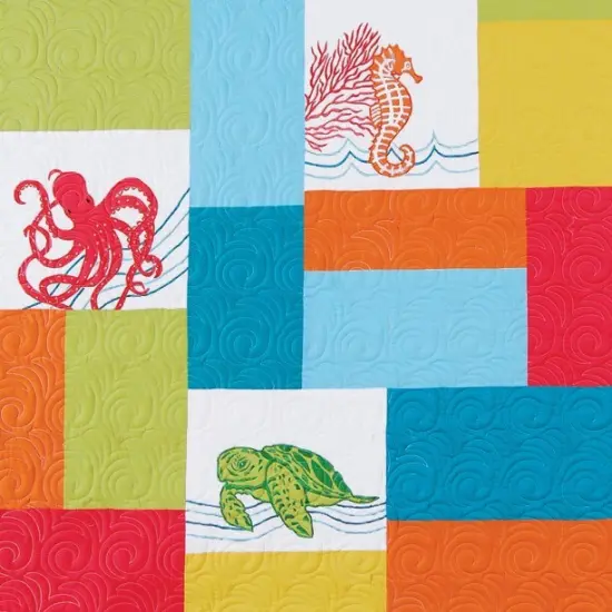 Tropical Escape Patchwork Cotton Blend Quilted Accent Throw Blanket 50" x 60" {4}