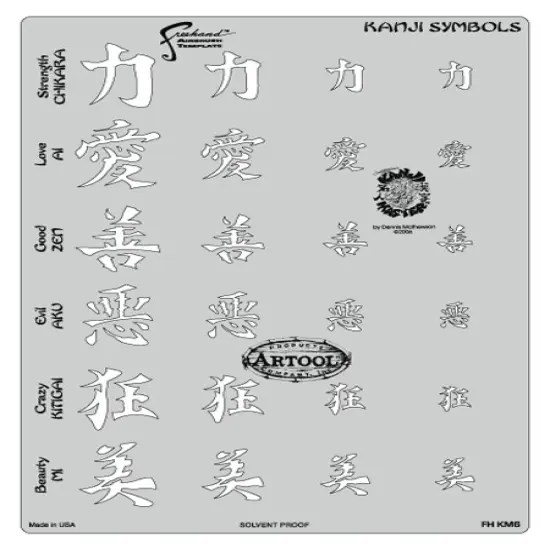 Iwata Artool Freehand Template - Kanji Master Kanji Symbols {1}