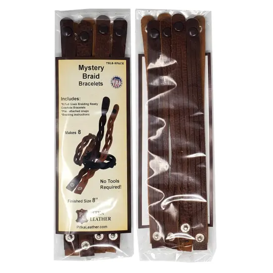 Mystery Braid Leather Bracelets Kit - 8 Brown Leather Bracelets Braiding Ready - Made in USA by Pitka Leather {1}