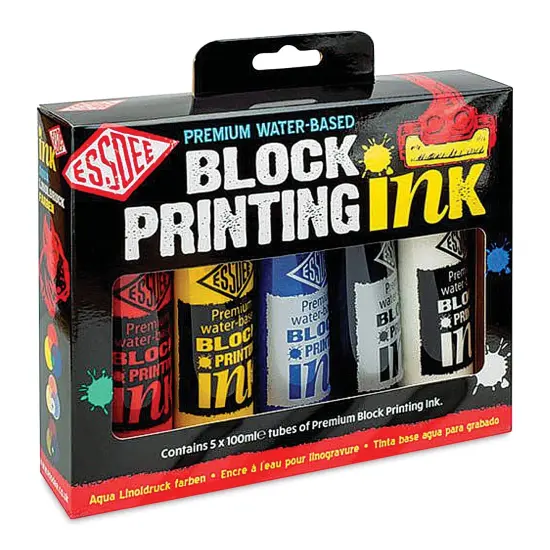 Essdee Premium Water Based Block Printing Ink Set - Primary Set of 5, 100 ml Tubes {1}