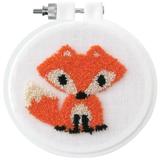 Design Works Punch Needle Kit 3.5" Round-Fox {3}