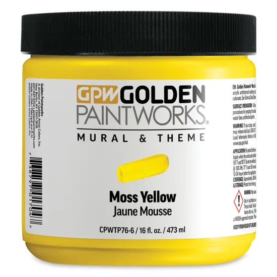 Golden Paintworks Mural and Theme Acrylic Paint - Moss Yellow, 16 oz, Jar {1}