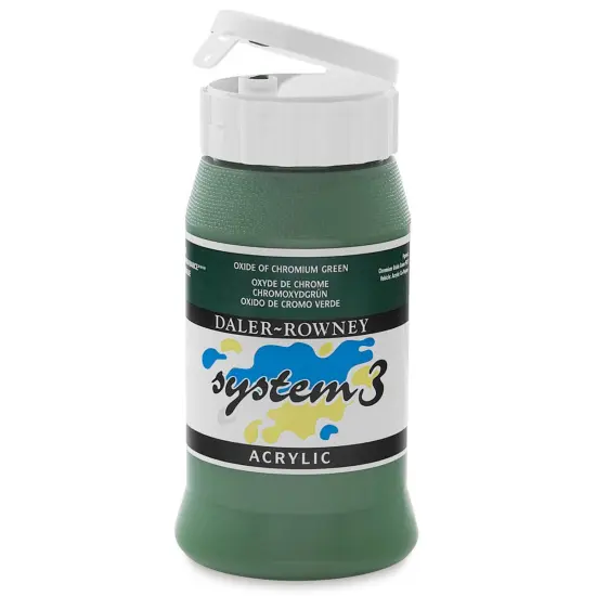 Daler-Rowney System3 Acrylic - Oxide of Chromium Green, 500 ml bottle {1}