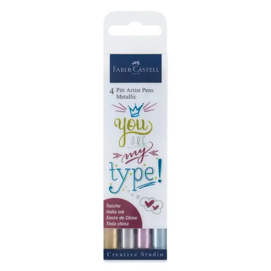 Faber-Castell Pitt Artist Pen Set - Lettering Set, Metallic You Are my Type, Set of 4 {1}