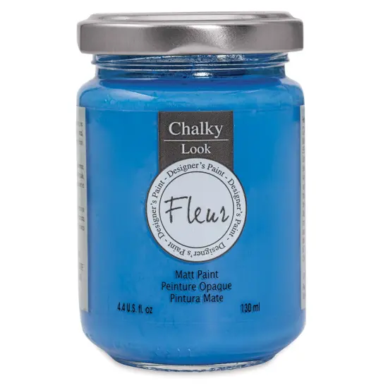 Fleur Chalky Look Paint - Primary Cyan, 4.4 oz jar {1}
