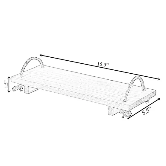 Decorative Natural Wood Rectangular Tray Serving Board with Rope Handles {4}