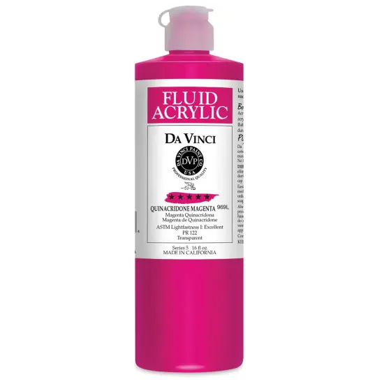Da Vinci Fluid Acrylics - Quinacridone Magenta, 16 oz bottle {1}