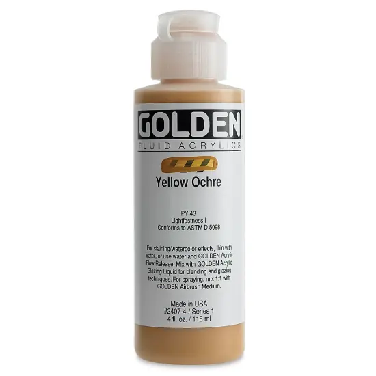 Golden Fluid Acrylics - Yellow Ochre, 4 oz bottle {2}