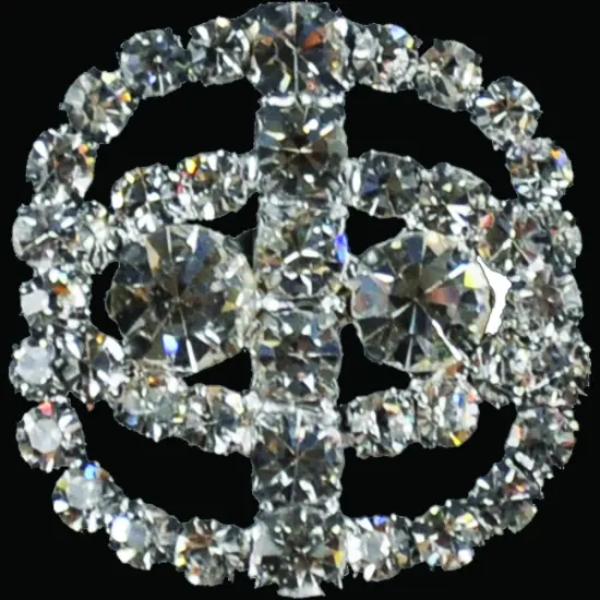 Belagio Rhinestone Shank Button, 0.75"" Diameter, 1 Piece, Double Circle Design, Silver/Crystal {1}