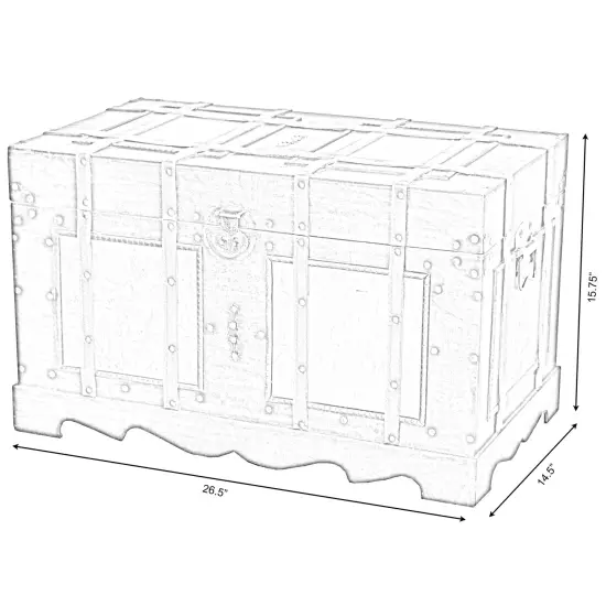 Large Antique Style Steamer Trunk, Decorative Storage Box {4}