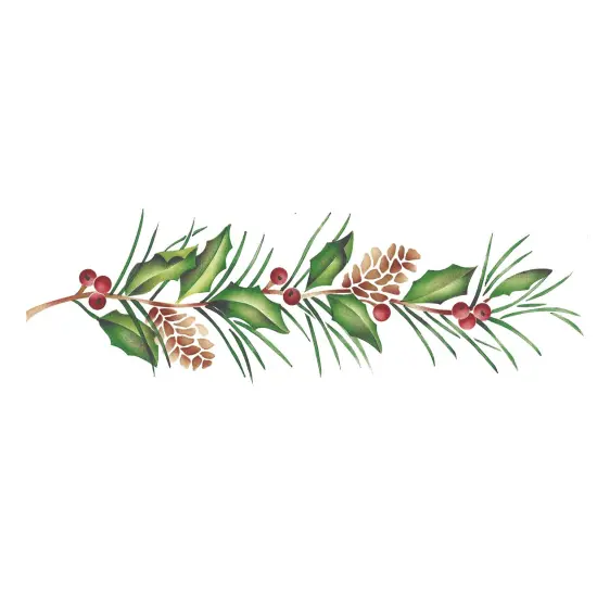 Pine and Holly Bough Wall Stencil | 3179 by Designer Stencils | Floral Stencils | {1}