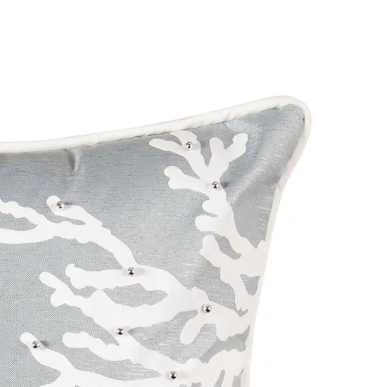 Seafoam Blue Coral Square Embellished Throw Pillow Decor {3}