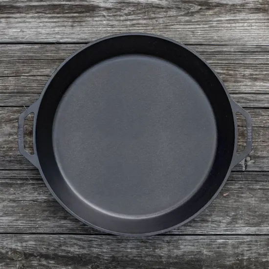 Lodge Seasoned Cast Iron Skillet with 2 Loop Handles - 17 Inch Ergonomic Frying Pan {3}