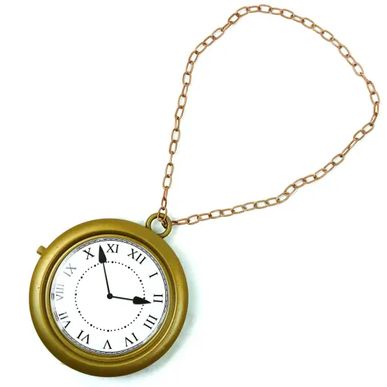 Jumbo Gold Clock Necklace - White Rabbit Clock, Hip Hop Rapper Clock - 1 Piece {1}
