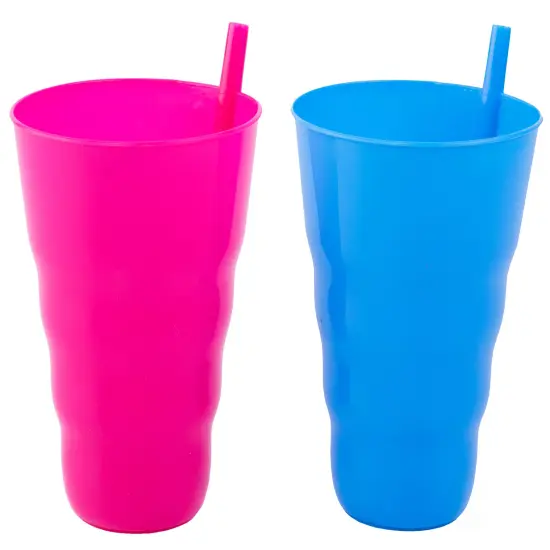 Reusable Plastic Cups with Straw {2}