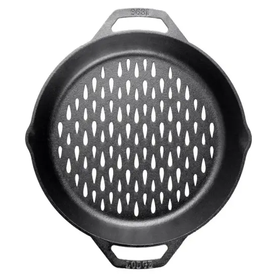 Lodge Cast Iron Grilling Basket with Dual Handles for Outdoor Grill or Open Fire, 12 in {1}