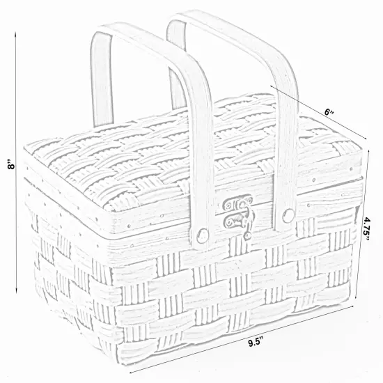 Small Woodchip Picnic Basket with Cover and Folding Handles {3}