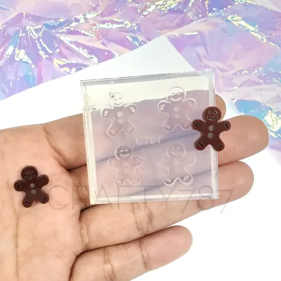 Gingerbread Man Stud Earrings Silicone Mold(A5) {1}