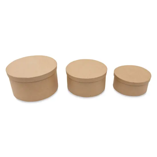Paper Mache Box Set - Round, Set of 3 {1}