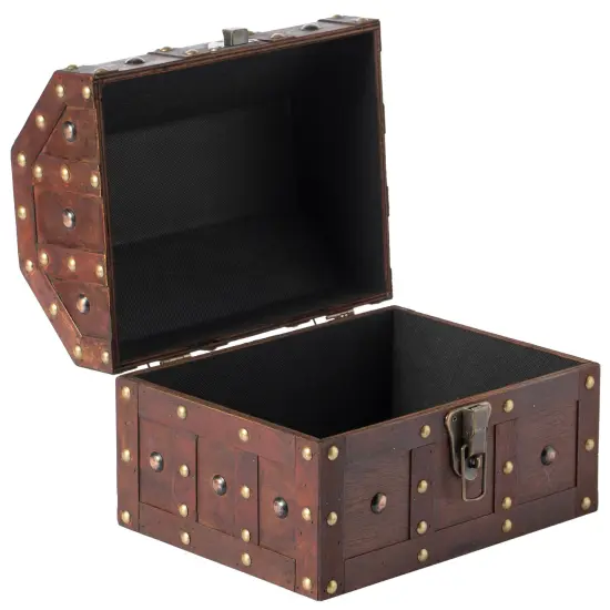 Black Vintage Caribbean Pirate Chest with Decorative Nailed Design {6}