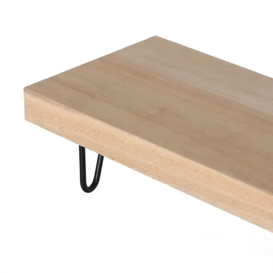 Decorative Natural Wood Rectangular Tray Serving Board with Black Metal Stand {6}