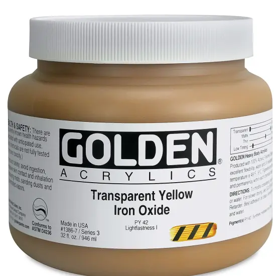 Golden Heavy Body Artist Acrylics - Transparent Yellow Iron Oxide, 32 oz Jar {2}