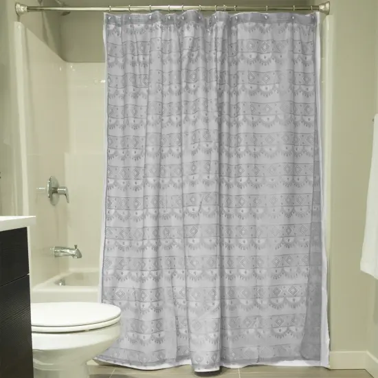 DII White Flower Blossom Lace Window Curtain(Set of 2) {2}