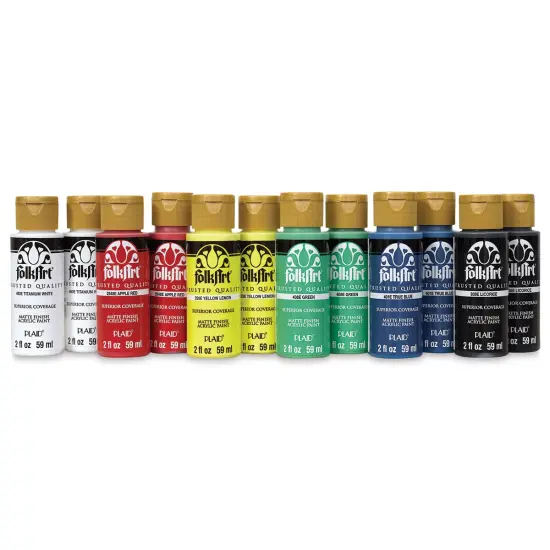 FolkArt Matte Acrylic Paint - Set of 12, Classic Colors, 2 oz, Bottles {1}
