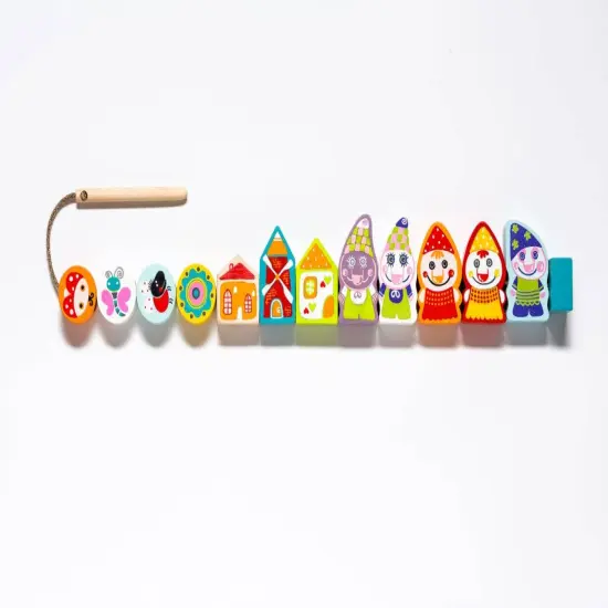 Wise Elk/Cubika Wooden Lacing Toy - Happy Dwarves {2}