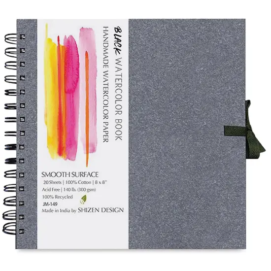 Shizen Design Black Watercolor Journal - 6" x 6", Smooth {1}